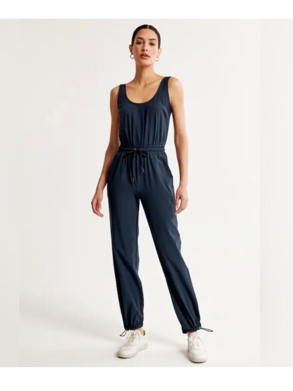 Abercrombie & Fitch Navy Sleeveless Drawstring Jumpsuit size large tall